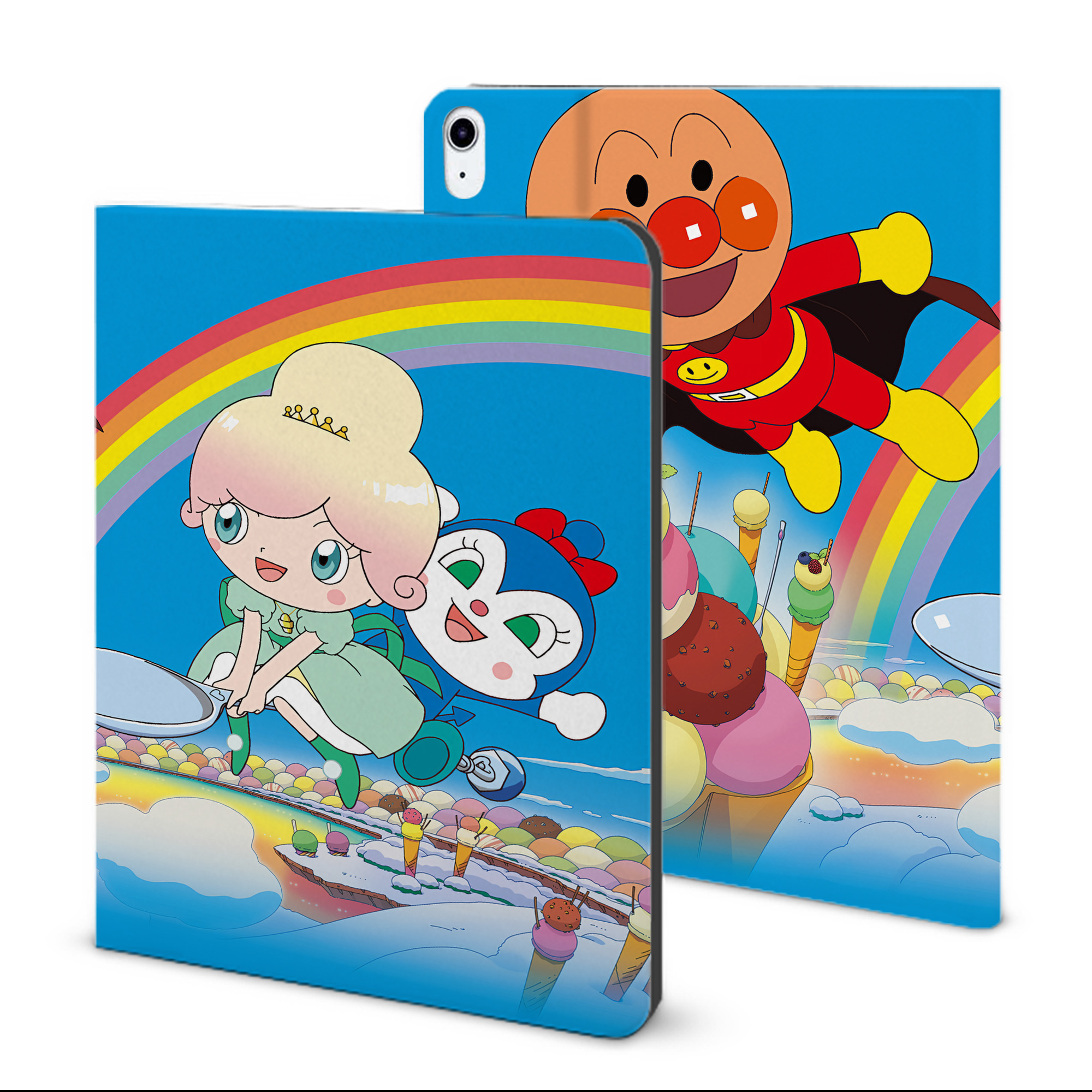 （画像用） アンパンマン Anpanman IPad ケース ブック型 PUレザー TPU 耐衝撃 軽量 薄型 ペン収納なし 全面保護 IPad 各モデル対応